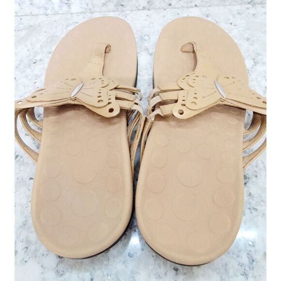 Orthaheel Jenna 7 Butterfly Flip Flop Thong Sandals Women's‎ SIZE 7/38 Tan - Picture 2 of 7